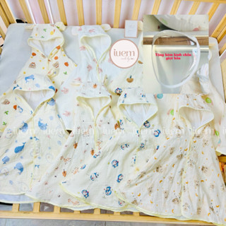 iuem Áo choàng xô muslin (tặng thêm kính chắn giọt bắn), kết hợp là ủ cho bé từ sơ sinh,