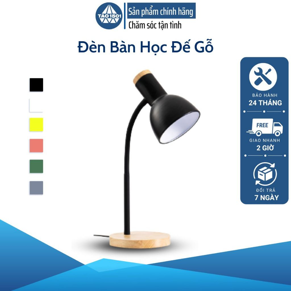 Đèn bàn học đế gỗ, đèn led để bàn làm việc đọc sách Tao1501 - Phù hợp bảo vệ mắt, chống cận, decor - BA010