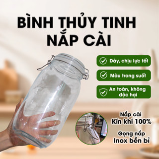 Bình Hũ Thủy Tinh Nắp Gài 1.5L/2L/3L Ủ Kombucha Loại Dày Nhất, Cao Cấp, Nắp Kín Hơi Tháo Rời Được