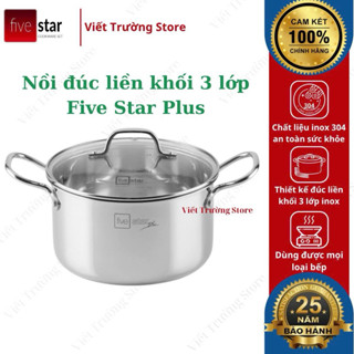 Nồi Inox 304 Đúc Liền Khối 3 Lớp Essential Collection Fivestar Plus nắp kính dùng được mọi bếp
