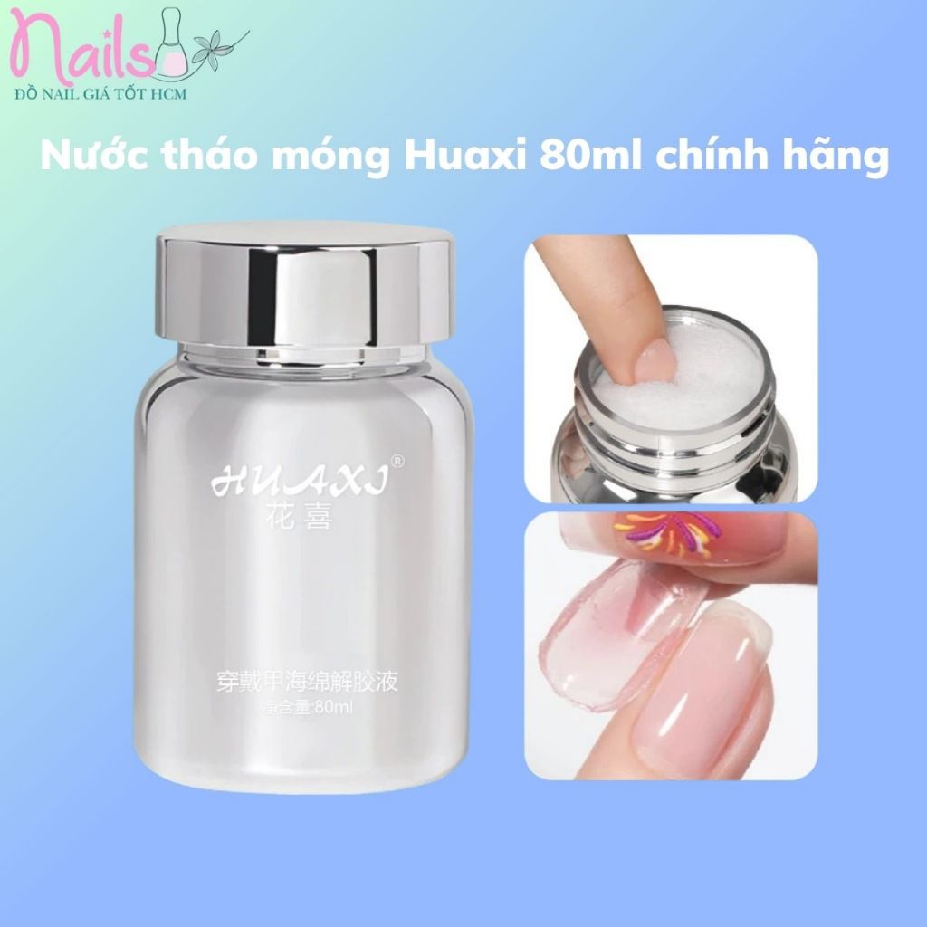 Nước tháo móng Huaxi 80ml chính hãng - Bình nhún tháo móng không nóng, không hại móng an toàn cho da