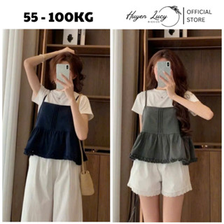 SET ÁO THUN TRƠN KÈM 2 DÂY gấu bèo trẻ trung năng động nhẹ nhàng hot trend Huyền Lucy Bigsize