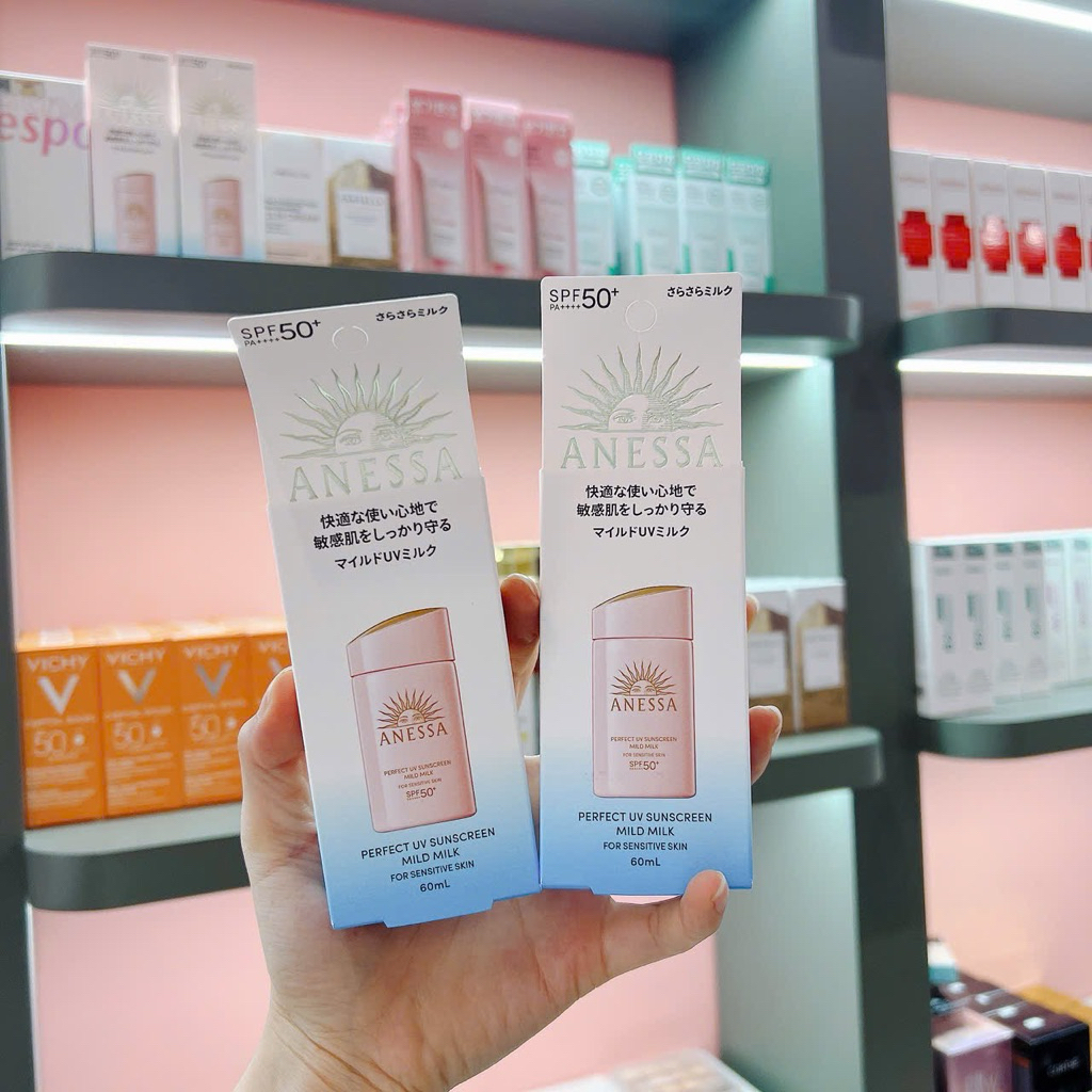 Kem chống nắng Anessa Perfect UV Sunscreen Mild Milk SPF 50+ PA++++ 60ml (Hồng) - Mẫu mới