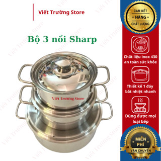 Bộ 3 nồi 1 đáy inox Sharp dùng được mọi loại bếp