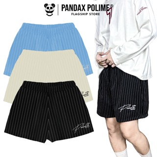 Quần short đùi kẻ sọc form rộng trên gối kate hình thêu unisex mặc ngủ đi biển px pandaxvn polime