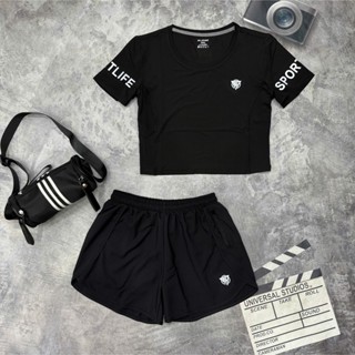 Bộ Đồ Thể Thao Nữ Mùa Hè Big Size Từ 55-100kg, Quần 2 Lớp Áo Croptop Năng Động, Thoáng Mát- LT554100