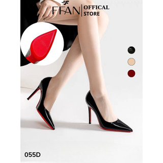 Giày cao gót nữ mũi nhọn gót nhọn [da bóng mềm mại] 055D đế đỏ FFAN STORE 7 9 phân bít mũi big size