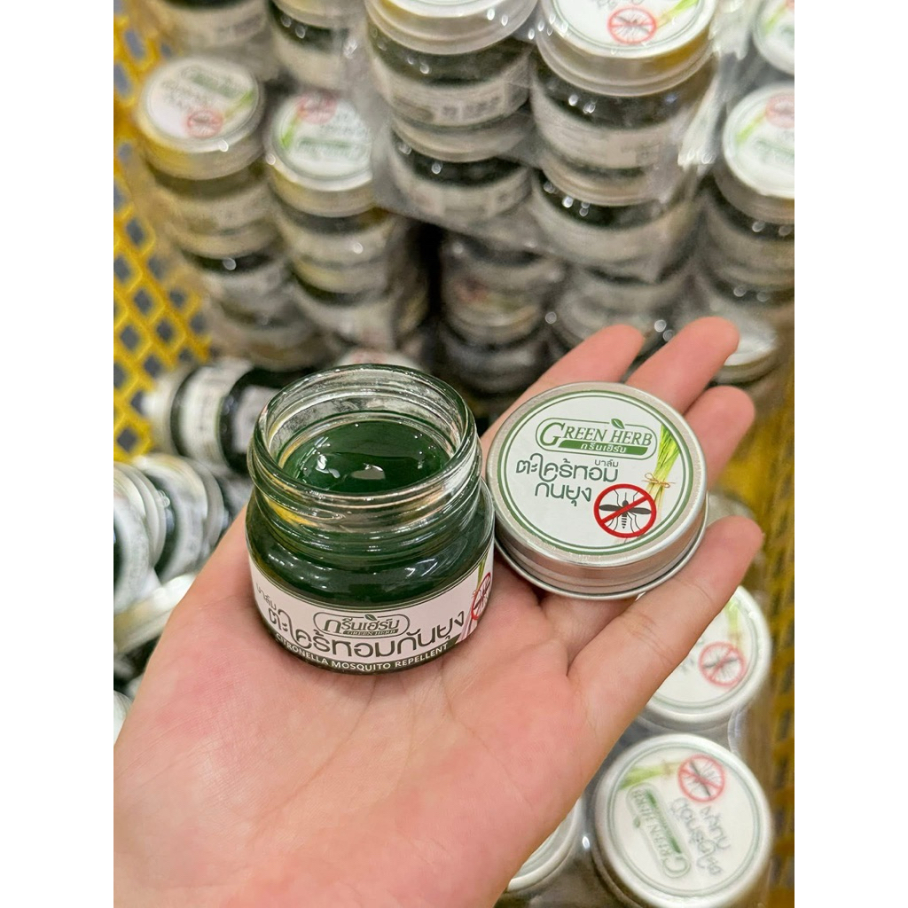 Cao Sả Thoa Muỗi Đốt Green Herb Thái Lan Mẫu Mới 2025 hũ to 30g - Cao bôi muỗi đốt Thái Lan giảm ngứa an toàn cho bé