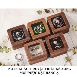   HÀNG SẴN  Hộp gỗ vuông mặt kính đựng nhẫn cưới khắc tên cô dâu chú rể decor wedding - hộp nhẫn đính hôn cầu hôn lễ cưới 