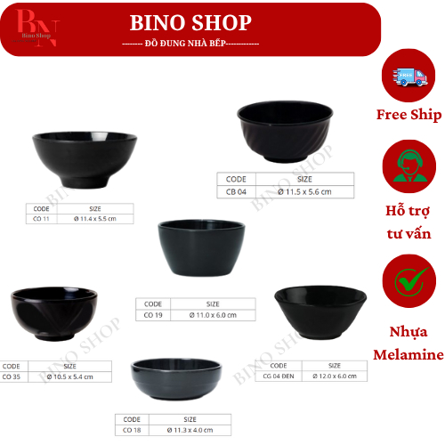 Chén Chè, Chén Chấm Màu Đen Nhựa Melamine