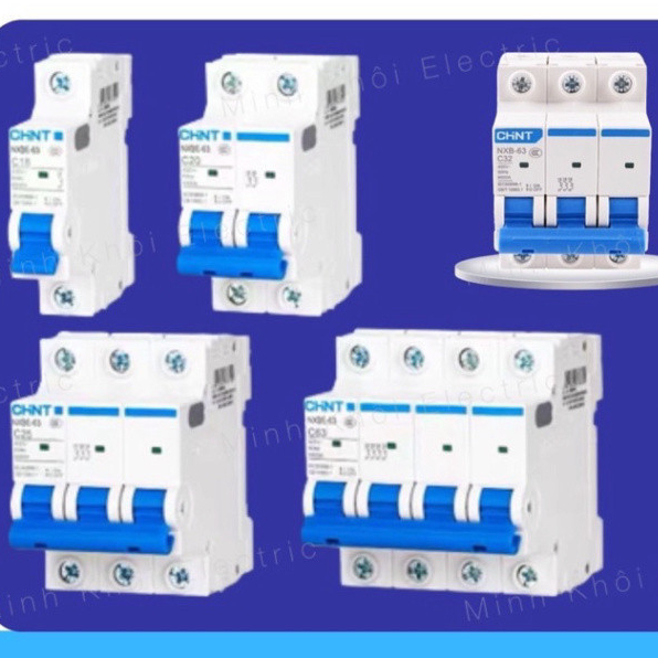 Aptomat CHINT MCB NXB-63, cầu dao chint 1P,2P,3P các loại, aptomat tép Dòng Cắt 6kA,cầu dao tự động 