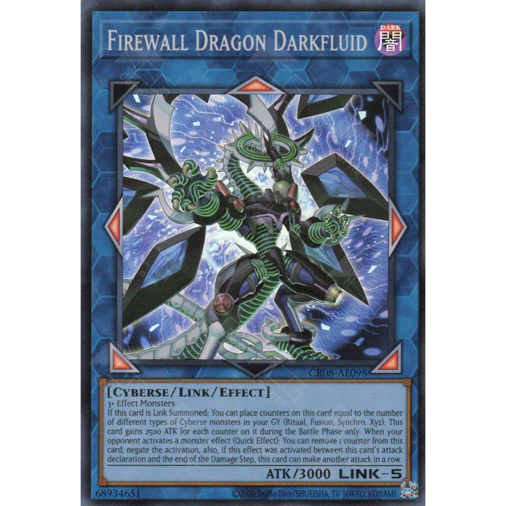 [ Bài Yugioh Chính Hãng ] CR08-AE098 Firewall Dragon Darkfluid (SR)