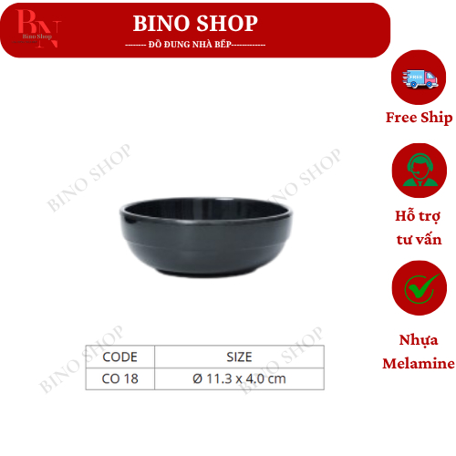 Chén Nhựa Melamine Màu Đen Co18