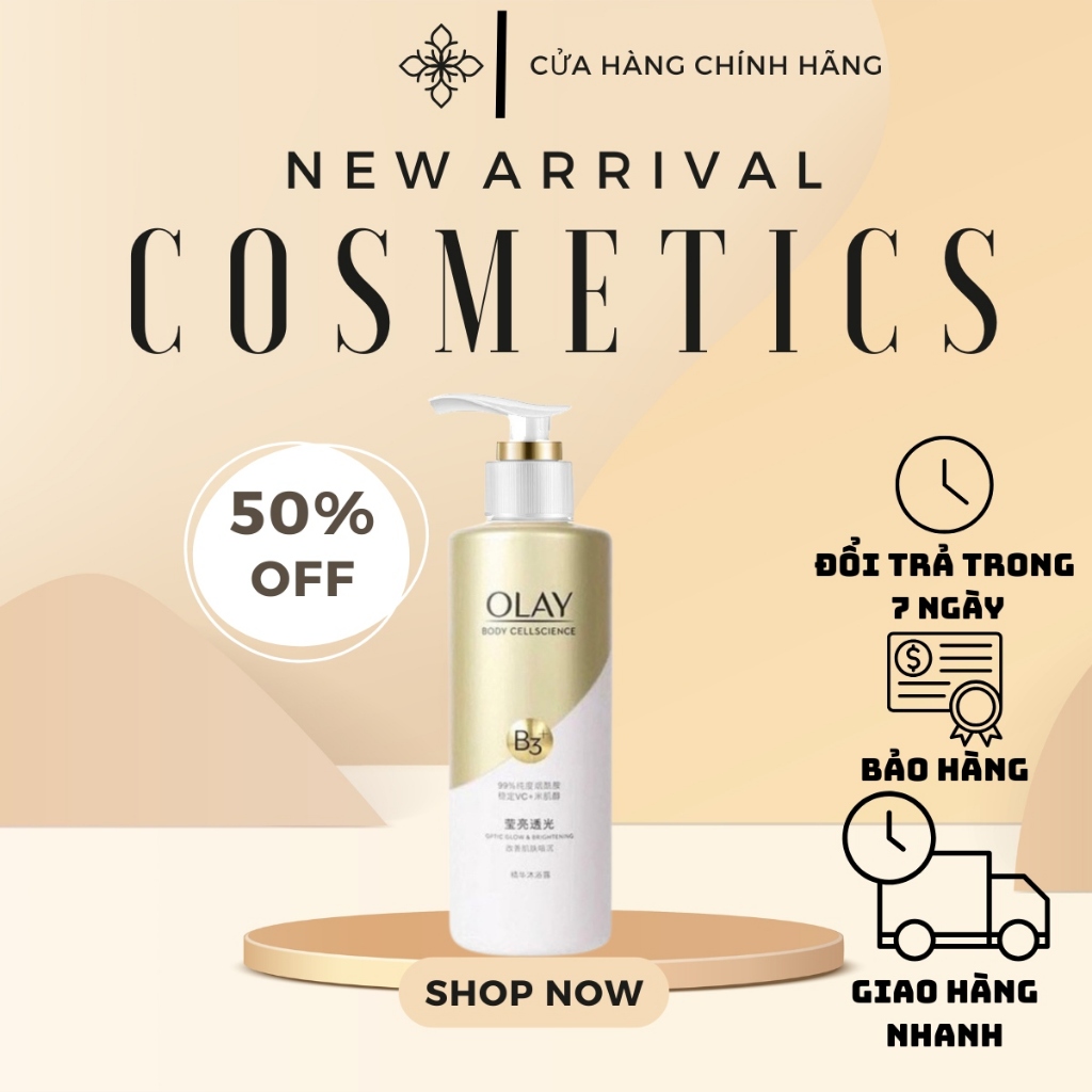 Sữa Tắm OLAY B3+ Siêu Dưỡng Trắng Da, Cấp Ẩm Và Đàn Hồi Cho Da - Chai 500ml HOT New