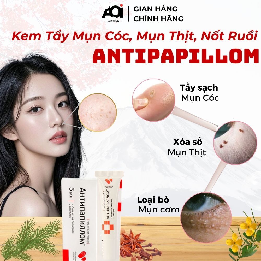 Kem Thảo Mộc Tẩy Sạch Mụn Thịt ở Cổ, Quanh Mắt, Mụn Ruồi, Mụn Cóc, U Nhú Antipapillom Nga 5g, 3 Ngày