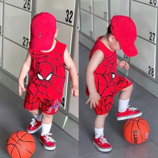 Bộ đùi bé trai, bộ sát nách ba lỗ in siêu nhân nhên chất liệu cotton cho bé từ 9 đến 25kg