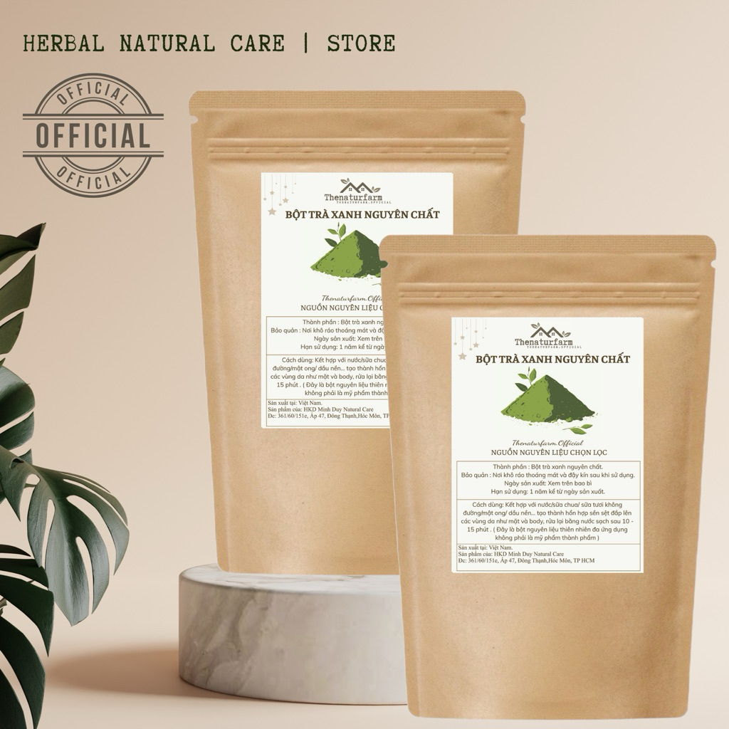 Bột trà xanh nguyên chất Thenaturfarm [ 100GR ] hỗ trợ giảm mụn, dưỡng ẩm, mờ thâm, sáng da.