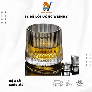  Bộ 6 Ly Thuỷ Tinh Đế Lồi Cốc Thuỷ Tinh Pha Lê 180ml Deli 148 - Đựng Wishky Rượu Mạnh Thức Uống 