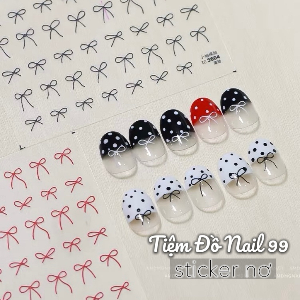 Sticker nơ mẫu mới Sticker dán móng, sticker nail, miếng dán móng tay 3D nail sticker nơ
