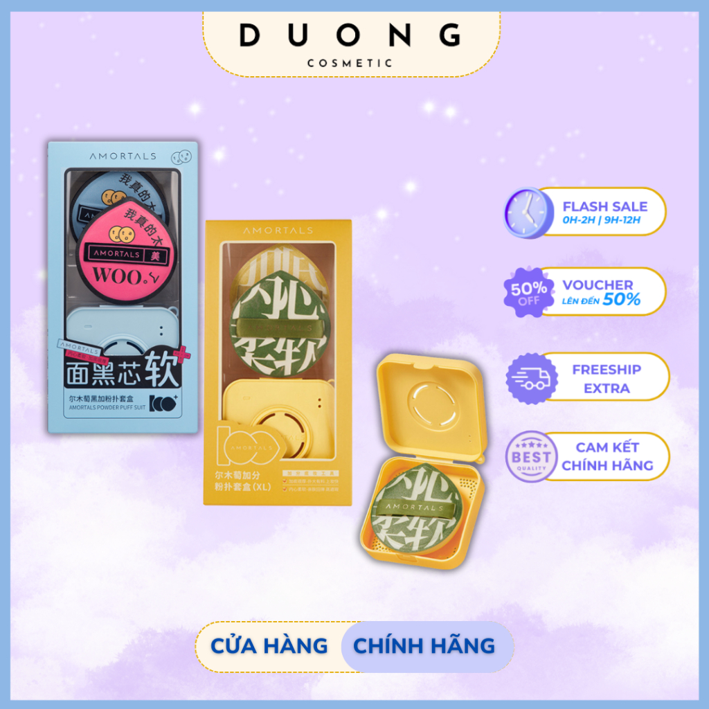 Bông Mút Trang Điểm AMORTALS Chính Hãng Siêu Mềm Dễ Tán Kem Nền Kèm