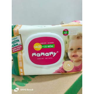 giấy ướt, khăn ướt Mamamy 120 tờ không mùi