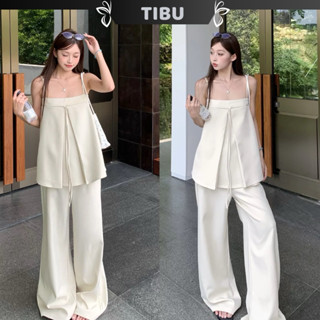 Set Áo Hai Dây Phối Quần Ống Rộng TIBU Set Đồ Nữ Sang Chảnh Đi Chơi Dự Tiệc Dạo Phố Biển B499
