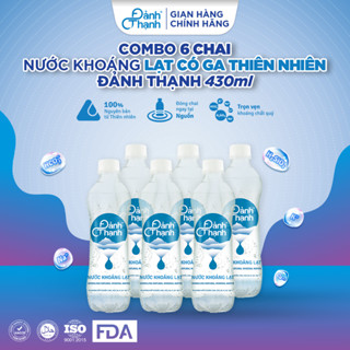 Nước khoáng lạt có ga thiên nhiên Đảnh Thạnh, bù nước, bù khoáng chất tự nhiên - Combo 6 chai 430ml