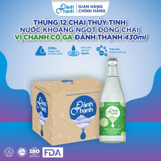 Nước khoáng ngọt vị chanh có ga Đảnh Thạnh, bù khoáng chất tự nhiên - Thùng 12 chai thủy tinh 430ml