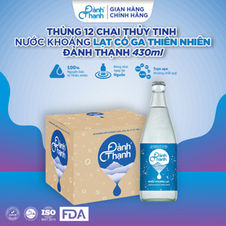 Nước khoáng có ga thiên nhiên Đảnh Thạnh, bố sung khoáng chất - Thùng 12 chai thủy tinh 430ml