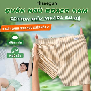 Quần Mặc Ở Nhà Đi Ngủ Nam Nữ Kate Cotton Thoáng Mát Cho Mùa Hè THSEEGUN, Họa Tiết Kẻ Sọc Big Size Mix Nhiều Màu
