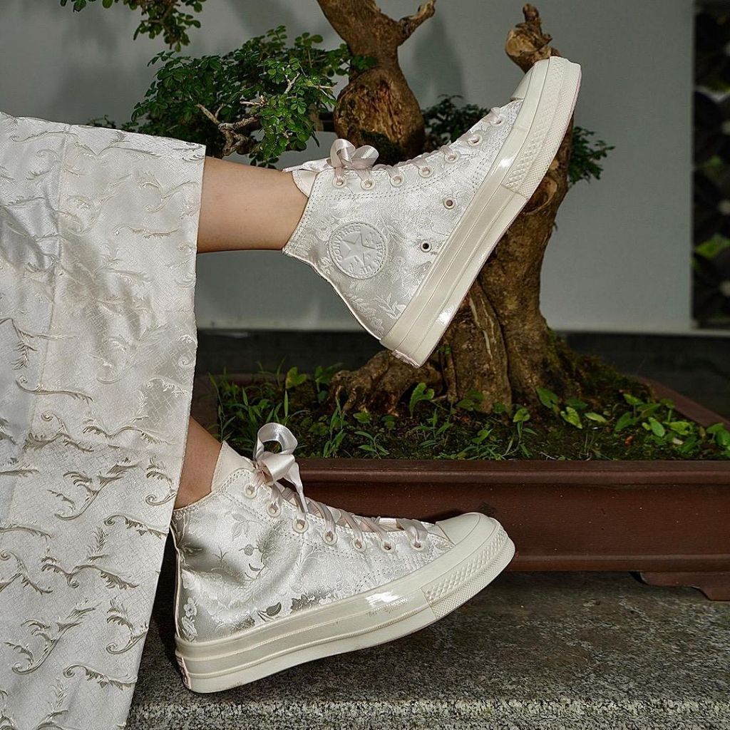 Giày  Sneaker Converse 1970s Wedding Brocade High top white ( Full box)