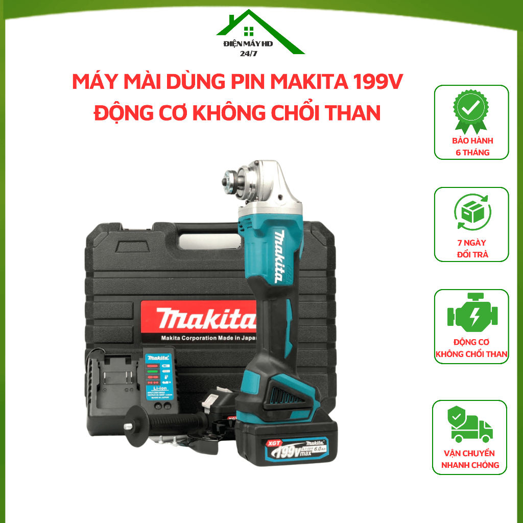 Máy mài dùng pin Makita 199v động cơ không chổi than