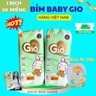   Free Ship 50 Miếng  Bỉm Quần BABY GIO ORGANIC Phôm Suôn  Mềm Mỏng Size M_5XL 