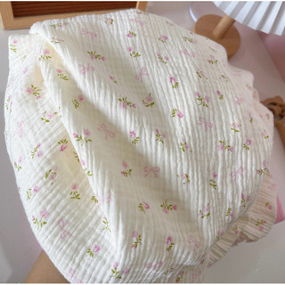 vải xô 2 lớp cao cấp hoa nhí nơ siêu xinh