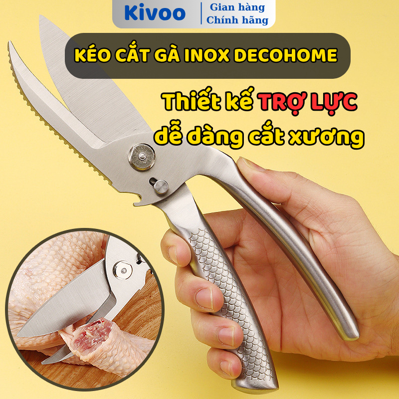 Kéo Trợ Lực Cắt Xương Gà Inox Cao Cấp 2in1, Thiết Kế Đa Năng, Làm Dao Thái, Cạo Vảy Cá, Mở Nắp Bia