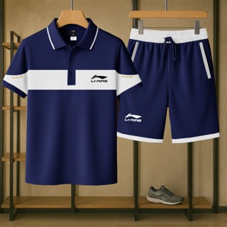 Bộ đồ nam ngắn tay mùa hè Lining phối màu sang trọng phong cách hàn hót trend- Bộ Đồ Thể Thao Nam Trẻ Trung