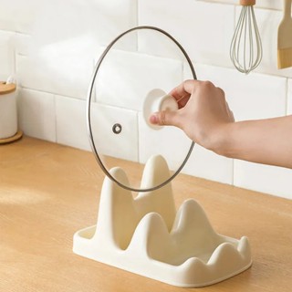 [ Mới Về ] Khay Để Nắp Vung Xoong Nồi 3 Ngăn Giá Kệ Gác Thìa Đũa Nấu Ăn Chống Trượt Thông Minh Nhựa Cao Cấp