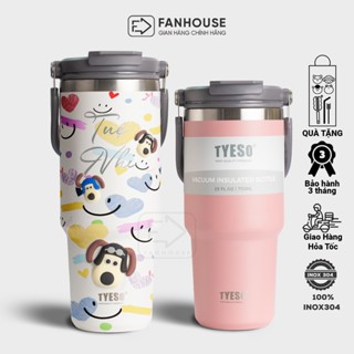 Ly giữ nhiệt cao cấp Tyeso V2, cốc giữ nhiệt thể thao có quai xách Fan House 4 dung tích 600-1200ml