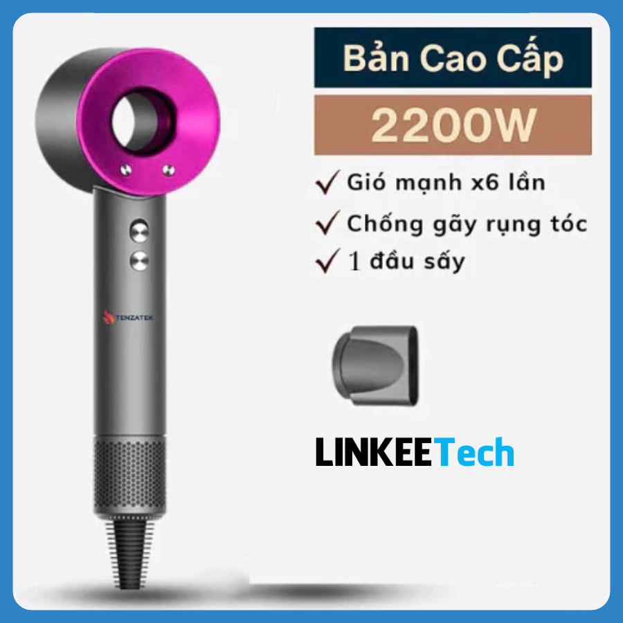 Máy Sấy Tóc ION Âm 2 Chiều Nóng Lạnh Công Suất 2200W, Nóng Lạnh2 Chiều Chăm Sóc Tóc, Bảo Hành 12 Tháng TENZATEK