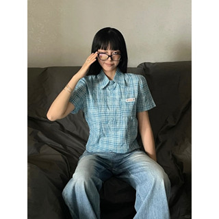 Áo Sơ Mi Caro Nam Nữ Form Baby Boxy Tay Ngắn Xanh/Đỏ Mùa Hè Streetwear Unisex 2025