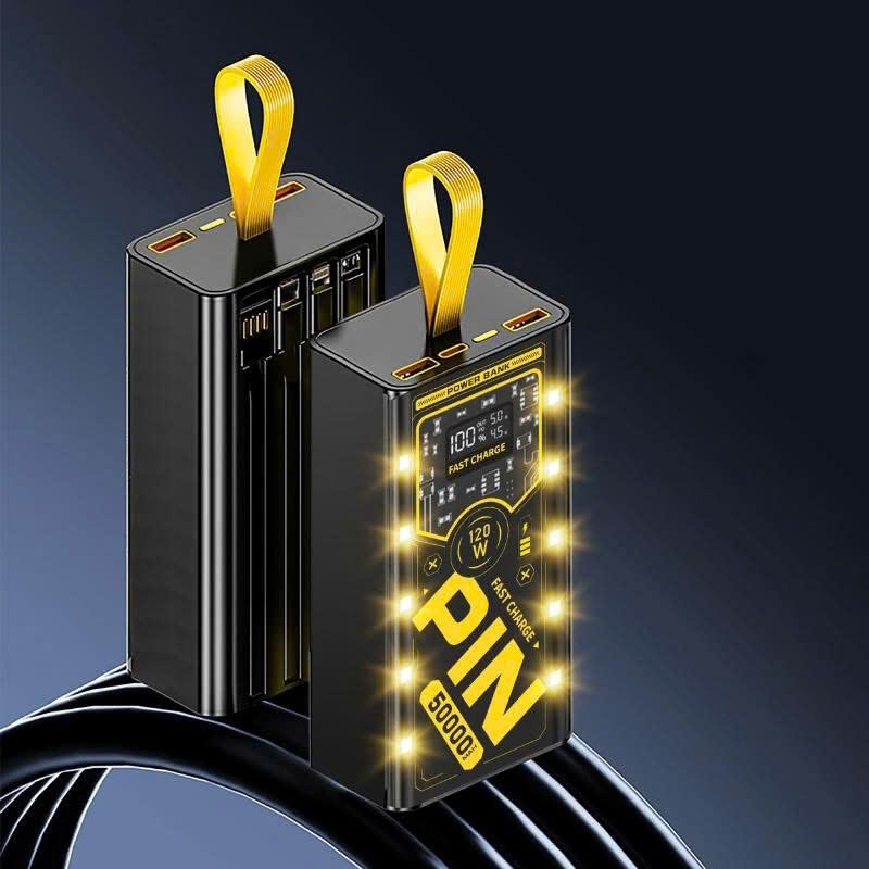 Sạc dự phòng 30.000 50.000 sạc nhanh PD20W trong suốt tích hợp 4 dây sạc tích hợp đèn led chiếu sáng | BigBuy360 - bigbuy360.vn