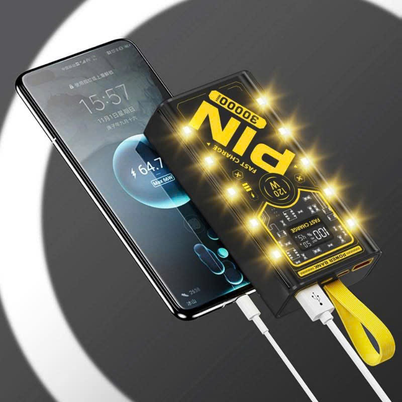 Sạc dự phòng 30.000 50.000 sạc nhanh PD20W trong suốt tích hợp 4 dây sạc tích hợp đèn led chiếu sáng | BigBuy360 - bigbuy360.vn