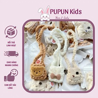 Túi đựng tỏi cho bé ( HÌNH GẤU) , phong cách hàn quốc, túi để tỏi, túi đeo tỏi cho bé, thêu tên bé theo yêu cầu