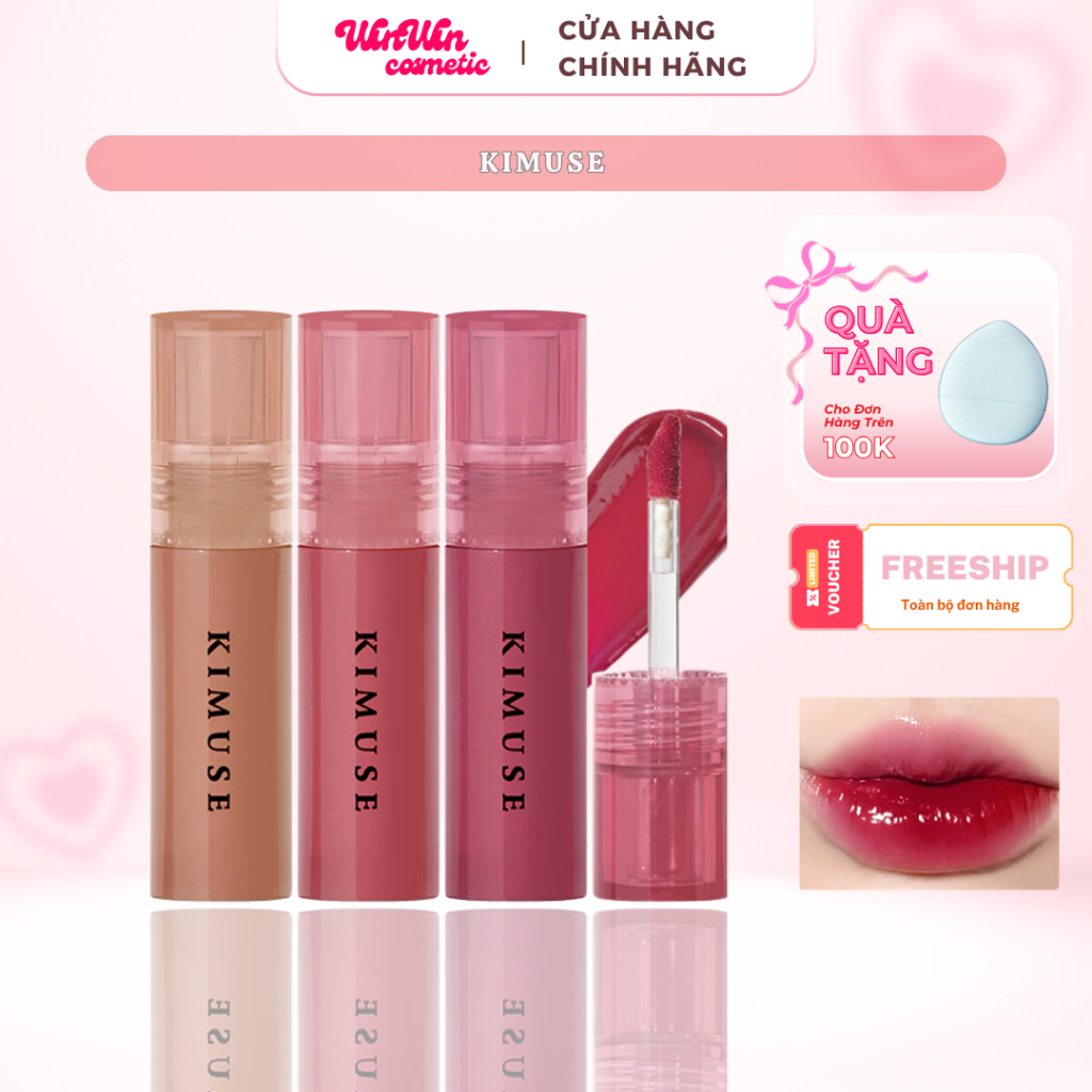 Son Bóng Dưỡng Ẩm Kem Lì Kháng Nước Lâu Trôi KIMUSE 9 Màu Lựa Chọn KS287