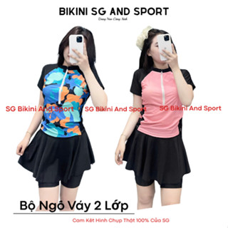 (Bộ Ngố Váy Form To) Bộ bơi bigsize kín đáo che khuyết điểm khi đi bơi phong cách mới Bikini SG