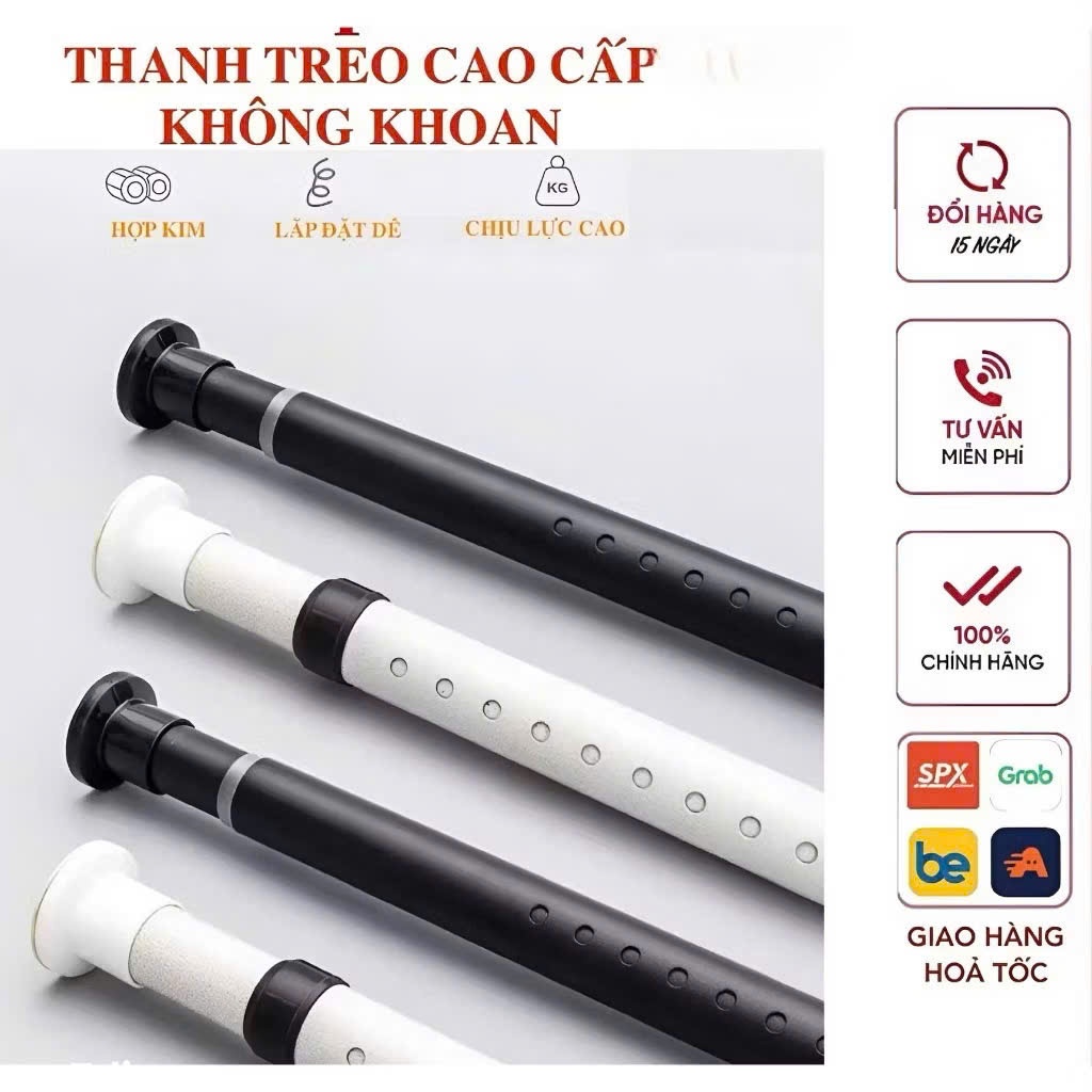 Thanh treo đa năng, Lắp đặt không cần khoan bắt vít, Thép sơn chống gỉ đường kính 3.2mm