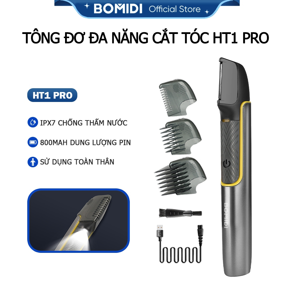  Tông Đơ Đa Năng Cắt Tóc - Cạo Râu - Cạo Tỉa Lông Toàn Thân BOMIDI HT1 PRO- Sạc USB- Chống nước IPX6 