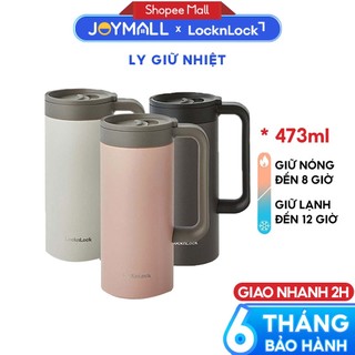 Ly giữ nhiệt LocknLock 473ml có tay cầm LHC4247 - Hàng chính hãng, miệng ly rộng, đế silicone chống ồn - JoyMall