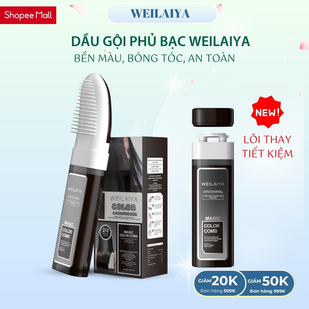 Dầu gội phủ bạc Weilaiya, nhuộm tóc phủ đen tóc, bền màu bóng tóc, 100ml