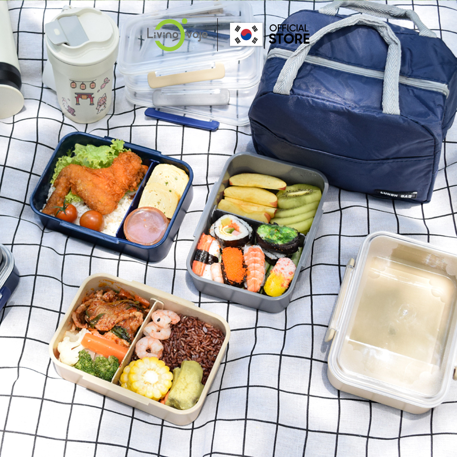 Hộp cơm nhựa chia ngăn Living On 1000ml, nhựa PP an toàn trong lò vi sóng